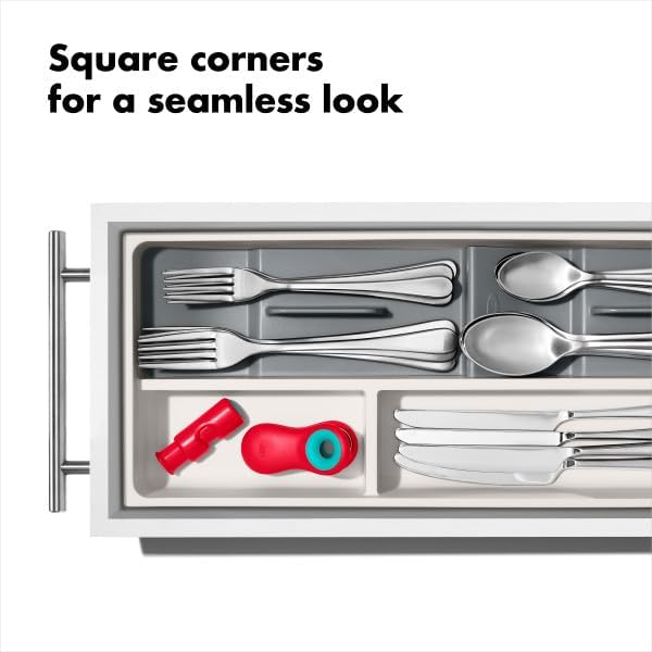 OXO Good Grips Kitchen Drawer, Compact Utensil Organizer, 6.75"D x 16.35"W x 2.36"H, White