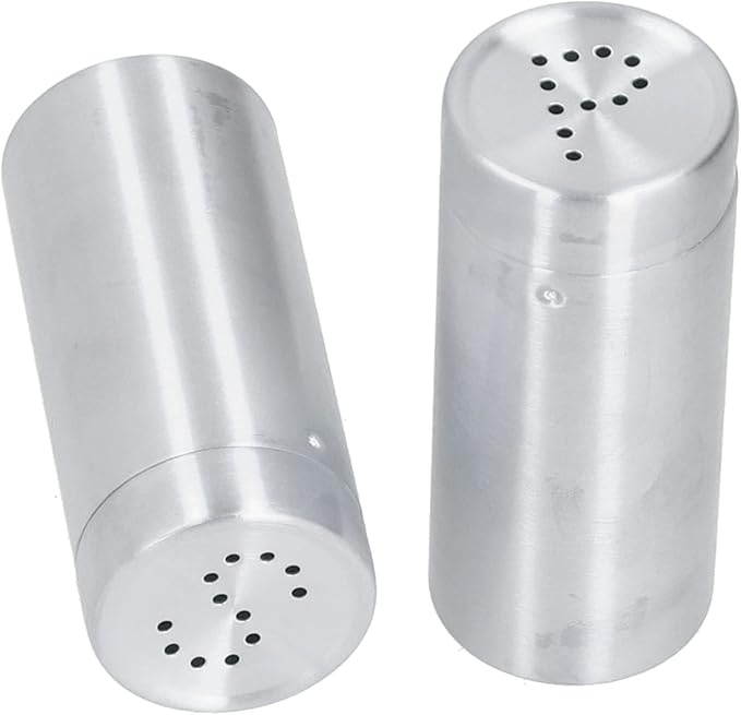 2pcs Spice Stainless Steel Pepper & Salt Shaker Dredge Seasoning Bottle Kitchen Tool (Silver)