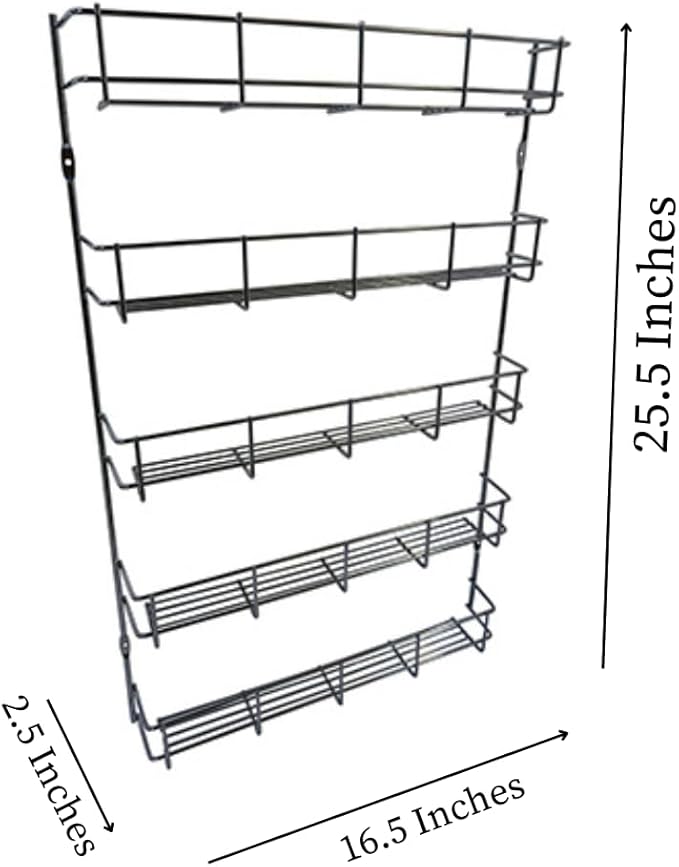 Evelots 5-Tier 40-Jar Hanging /Wall-Door Mount/Pantry Door Spice Rack/Large Spice Rack Organizer for Cabinet Door