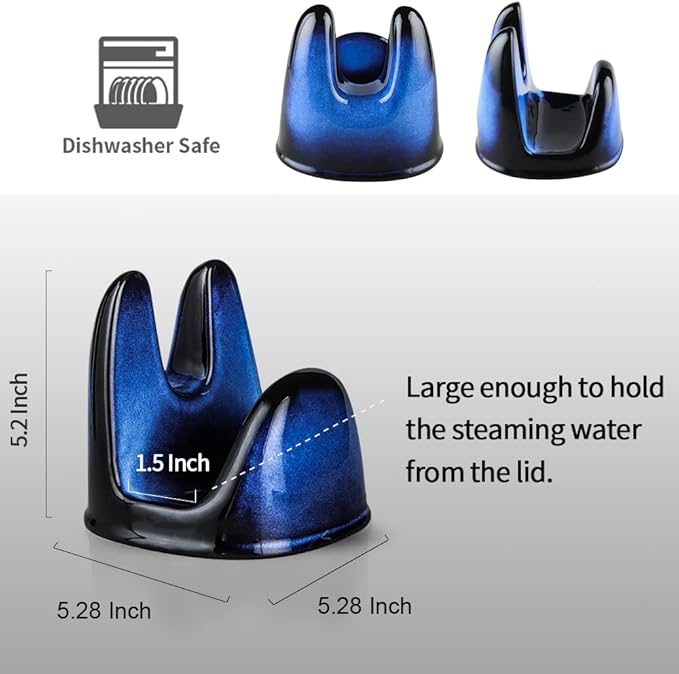 Nihow Pot Lid Holder: Stable Ceramic Pan Lid Holder for Kitchen Counter Decor/Countertop/Stove Top- Heat Resistant & Dishwasher Safe -Set of 2