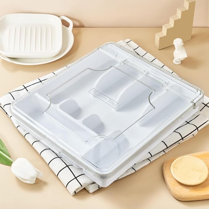 Silverware Organizer With Lid, Utensil Drawer Organizer. Removable Lid, 5 Slots Total Caddy for Flatware Cutlery Knives, Forks, Spoons.White