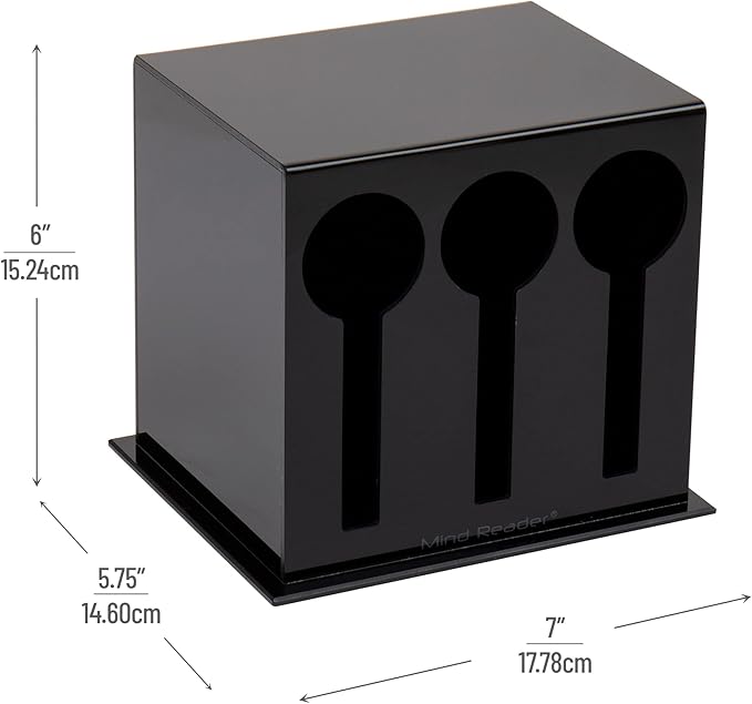 Mind Reader Utensil Dispenser, Silverware Organizer, Plastic Fork and Spoon DIspenser, Kitchen, 7" L x 5.75" W x 6" H, Black