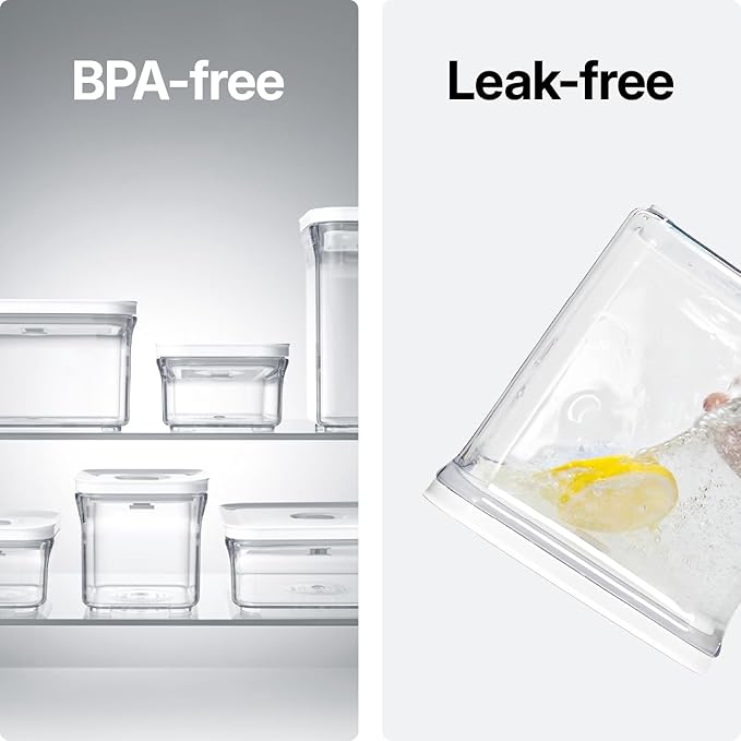 Premium Airtight Food Storage Containers, Mini Rectangular 2pc/set(0.53qt), Smart One-Click Seal Lid, No Hinges, 100% Leak Proof, BPA-FREE, Dishwasher, Freezer & Microwave Safe