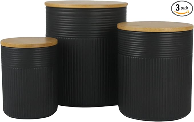 10 Strawberry Street Kitchen Canister, 3 Piece Set, Luca Matte Black