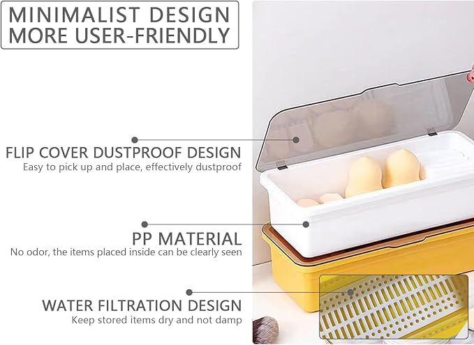 Flatware Tray with Lid,Silverware Tray Kitchen Cutlery Tray and Utensil Storage Container for Flatware and Silverware (Yellow)