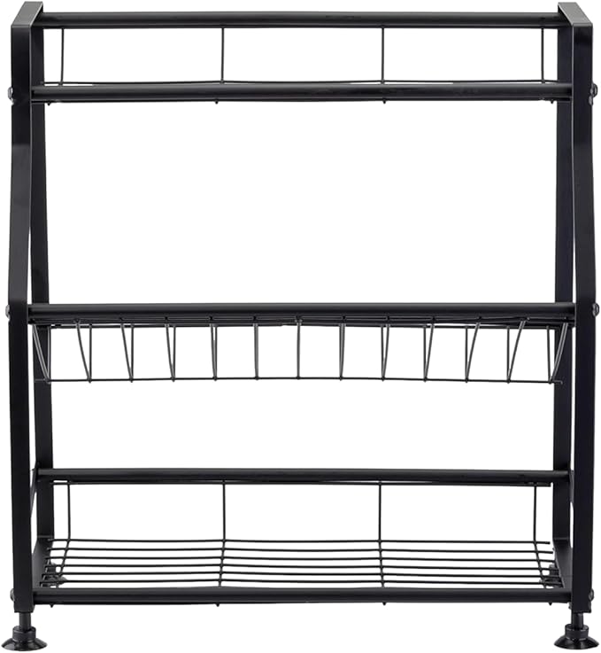 Epsilon 3-Tier Spice Rack and Dish Rack – Vertical Seasoning Organizer with Kitchen Shelf Storage for Efficient Spice Organization & Countertop Dish Drying