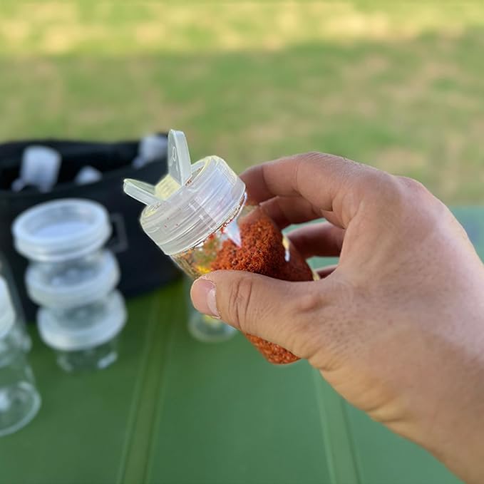 Travel Spice Bottle Kit, Camping Portable Compact Sauce Containers with 9 Seasoning Bottles Jar for Salt Sugar Dry Herb Spice, Great for Home or Outdoor Use