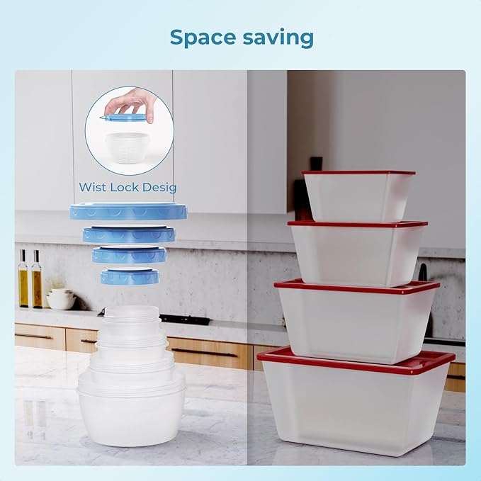 16-Pack Food Storage Containers with Lids - BPA-Free Salad Dressing Container to Go, Reusable Small Leakproof Plastic Containers for Meal Prep, Freezer, Microwave & Dishwasher Safe (16)