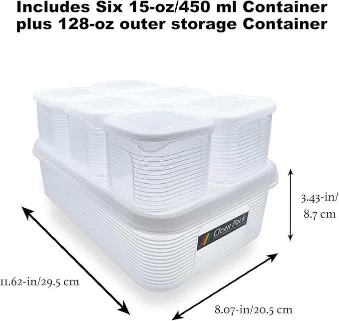 Food Storage Containers with Lids Airtight 6PCS Removable Individual BPAFree Plastic Food Containers for Pantry Organization and Storage, Stackable Meal Prep Containers Reusable