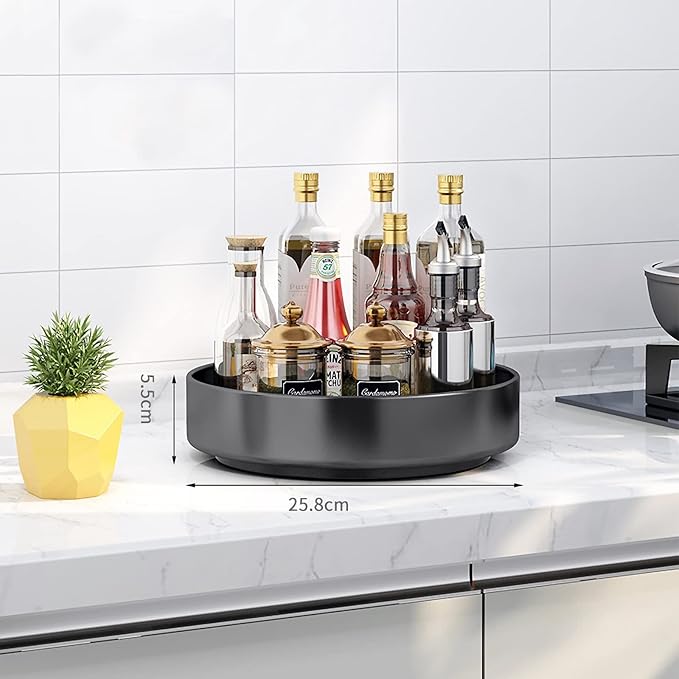 Lazy Susan Organizer, 10 inch Metal Steel Rotating Spice Rack, Turntable Organizer for Cabinet, Pantry, Refrigerator, Countertop