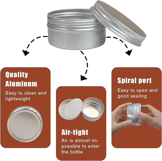 3 oz Tins Aluminum Can 20 Pack Salve Tins Metal Tin Jars, 3oz Tin with Lids Refillable Containers With Screw Top and Labels for Salve,Candle,Spices or Balms(Silver)