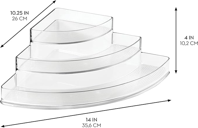 iDesign Corner Spice Rack Organizer for Countertop, Pantry, or Cabinet - Set of 4 - Clear