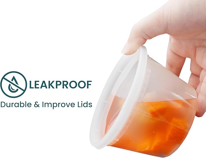 Deli Containers with Lids - 16 oz Plastic Food Storage Containers, 48 Sets - BPA Free, Microwave, Freezer & Dishwasher Safe