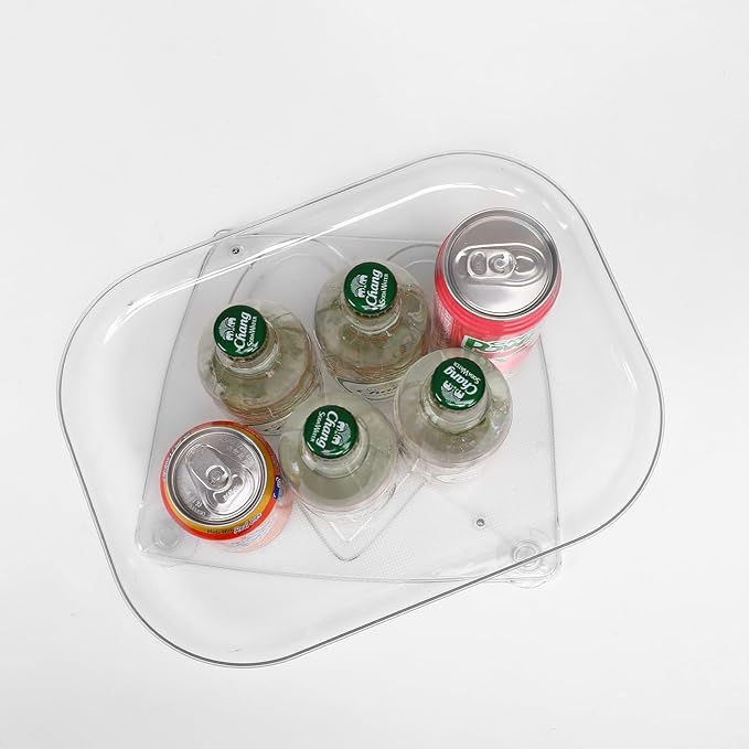 Lazy Susan Rectangle Turntable Organizer for Refrigerator,Rotating Turntable Organizer for Fridge Cabinet, Dining Table,PantryStorage, Countertop13.7 x 10.2 x 1.2 inches,Clear,1 Pack