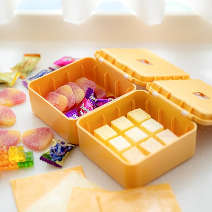 Sliced Cheese Container with Fun Slicing Stamp Cutter β Made in Korea, Storage Box for Fresh Cheese β Compact Fridge Organizer with Cute Shapes for Kids BPA-Free Kitchen Gadget