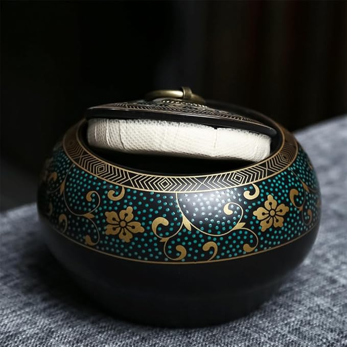 Tea Cup Tea Canister Exquisite Oriental Ceramic Food Storage Jar Canister Loose Tea Tin Tea Storage Jar Tea Tea Canister Coffee Canister Coffee Jar Spices Nuts Storage Tea Cups
