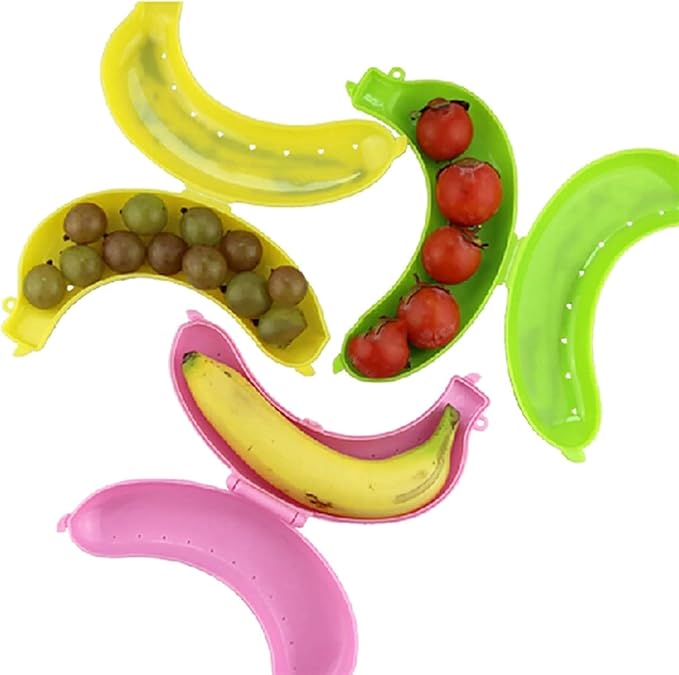 Yellow Banana Storage BPA-Free Outdoor Travel Case,Keep Fresh Banana Keeper and Protector, Cute Banana Carrier Storage Box for Picnic Camping,Food Containers