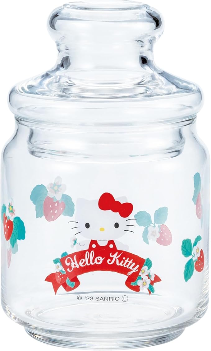 Sanrio SANRIO SAN4218-1 Hello Kitty Glass Canister Kitty Storage Container, Approx. 16.9 fl oz (500 ml), Miscellaneous Goods, Sanrio Goods, Gift, Present, Made in Japan