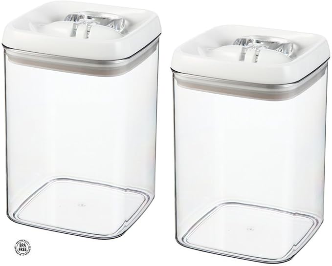 (2 Pack) Felli Flip Tite Acrylic Food Storage Rectangular Canister, 115 oz.,Clear