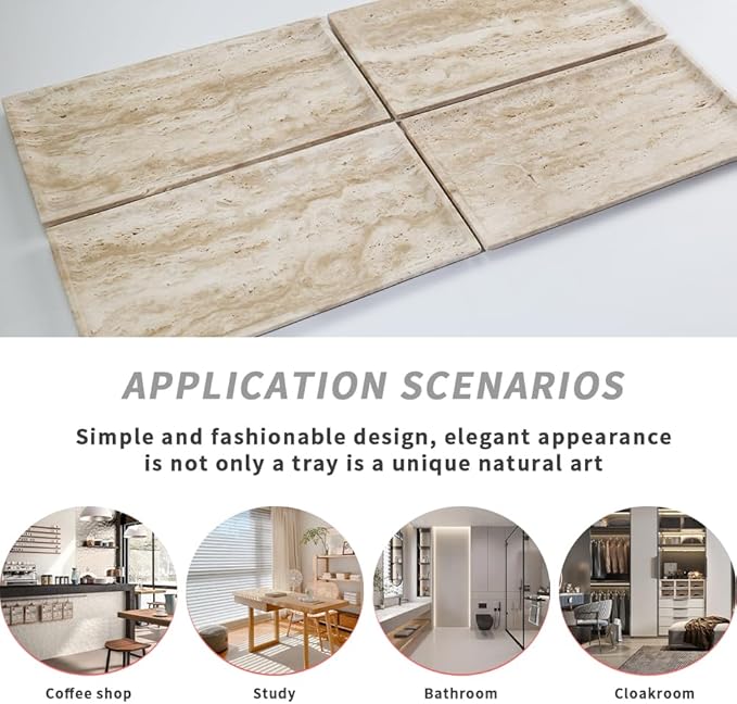 Natural Beige Travertine Marble Luxury Tray,for Kitchen Sink,Bathroom Soap Bottles,Makeup,Towel Organizer Tray