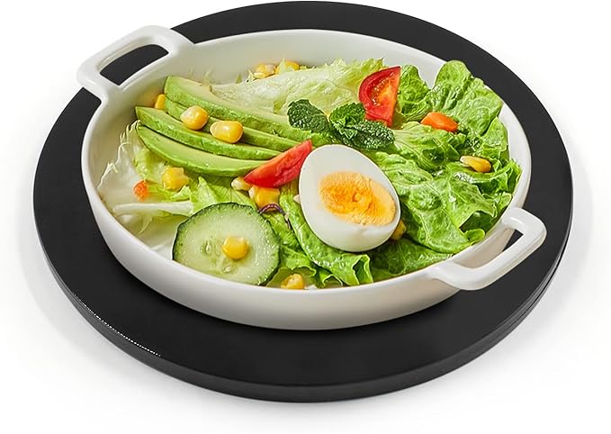 Jersvims 2Pcs 8 Inch Acrylic Turntable Platter, Black Turntable Organizer Round Rotating Plate for Kitchen Pantry Cabinet Desk Rack Spice Cake Cookie Decorating