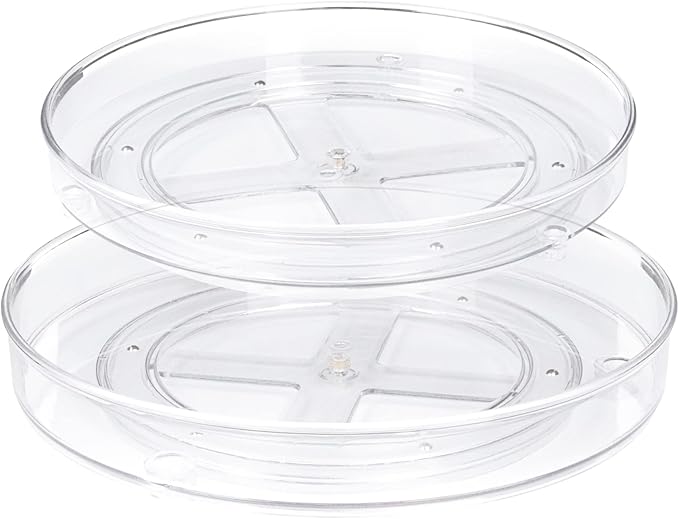 Lazy Susan Turntable Organizer for Cabinet, Clear Spice Rack for Pantry Lazy Susan Organizer, Kitchen (9 & 11 inch)