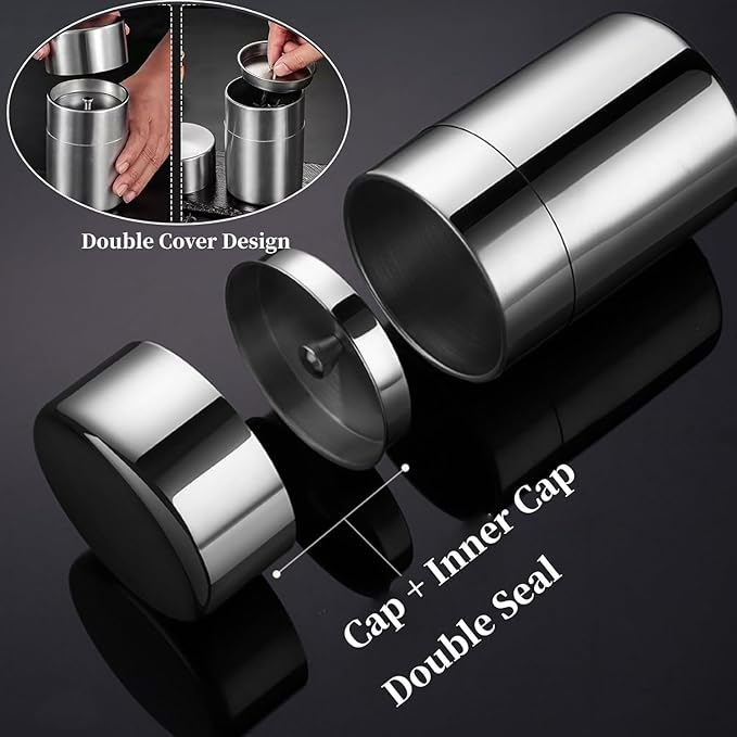 Stainless Steel Canister, 550ml Airtight Canister Storage Container for Tea Bag, Loose Tea, Pantry Storage (L) 5.8x3.3in