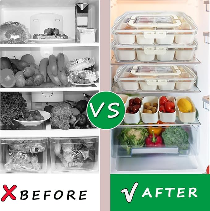 Large Fruit Containers for Fridge,Large Stackable Refrigerator Organizer Bins with Lids,BPA-Free Produce Fruit Storage Containers for Storage Clear for Food, Drinks, Vegetable Storage