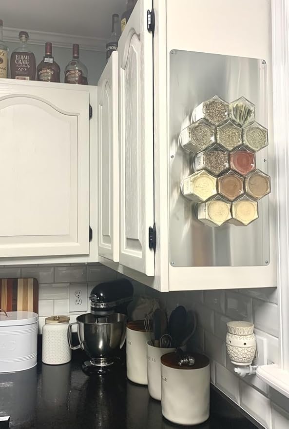 Gneiss Spice Stainless Finish Wall Plate Base for Magnetic Spice Jars, Medium 10x12 Inches (Jars Not Included)