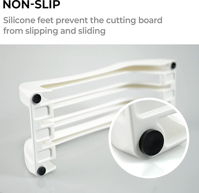 carrotez Plastic Cutting Board Holder, 3-Compartment Storage Organizer, 0.6 Inch Slots, White