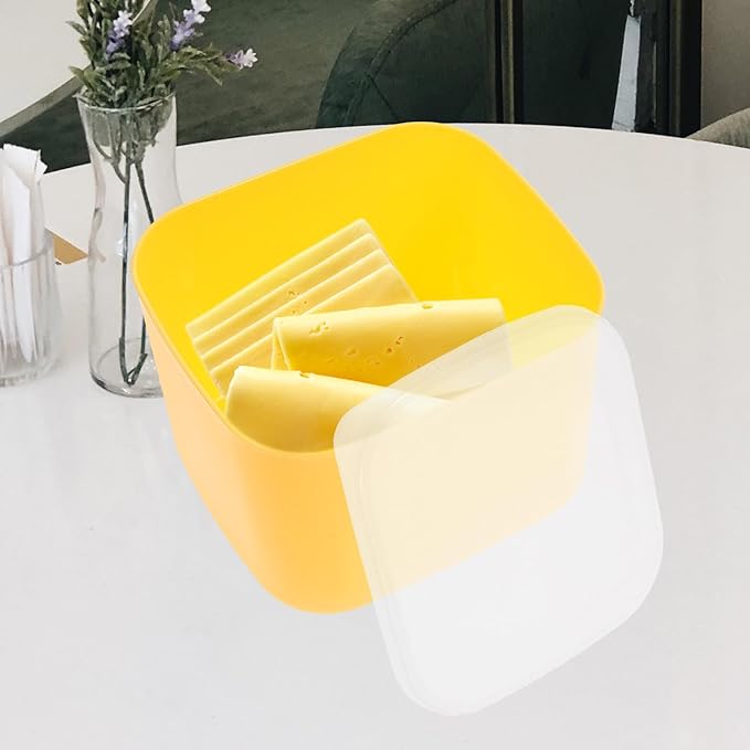 UPKOCH Cheese Storage Container with Lid, PP/PE Airtight Food Keeper for Refrigerator & Kitchen Counter, Dishwasher-Safe Stackable Fridge Organizer (Yellow)