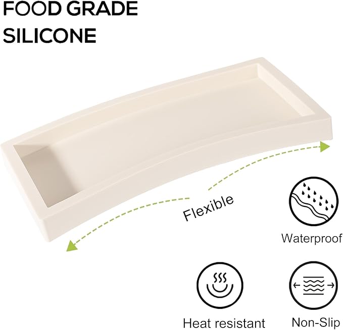 Bathroom Tray, Small Vanity Tray Silicone Soap Dish Sponge Holder Kitchen Sink Organizer Bathroom Accessories for Countertop, Toilet, Shower - Beige