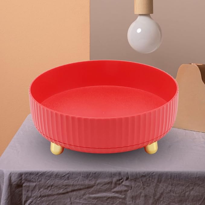 360 Degree Rotating Storage Rack Organizer Round Cosmetic Spice Rack Turntable for Kitchen Cabinet Pantry Small (Red)