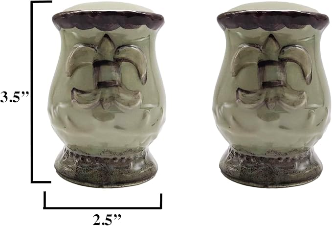 Tuscany Colorful Hand Painted Fleur De Lis Salt and Pepper Shaker, Kitchen Décor