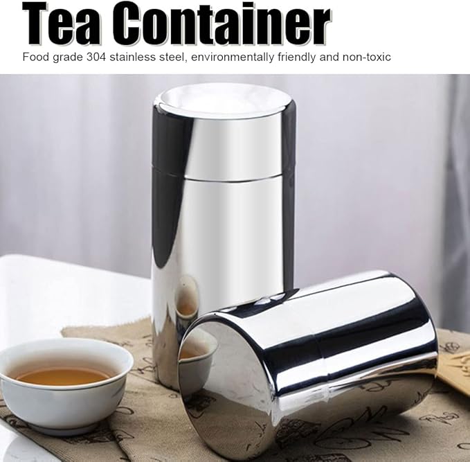 BORDSTRACT Stainless Steel Canister with Airtight Double Seal Lids, Tea & Coffee Container (550ML)