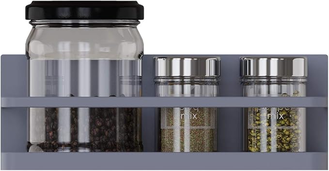 Magnetic Spice Rack Organizer Single Tier Refrigerator Spice Storage Shelf, Easy to Install The Side of The Refrigerator Can Hold spices (Gray 2)