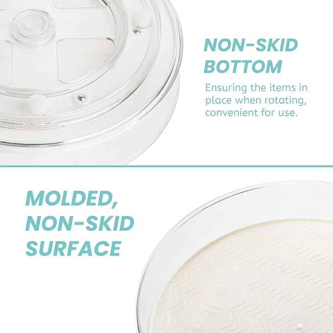 KAGUYA 4 Pack Lazy Susan Organizer, Non-Skid Turntable Organizer for Cabinet, Pantry, Kitchen, Office Countertop, Refrigerator, Cupboard, Bathroom, Clear Organizer Rotating, 8/10/11/12 inch