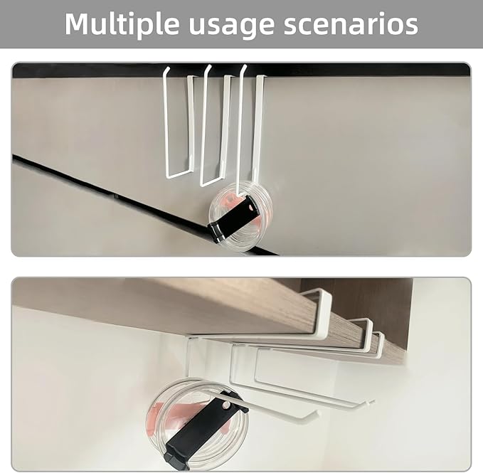 3 Pieces Tumbler Lid Storage Hook, No Install Cup Lid Organizers Inside Cabinet (No Screws, No Adhesive), Clip-On Cup Lid Organizer for Saves Kitchen Space (White), FFHJ38