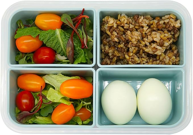 carrotez Food Storage Container with 4 Removable Compartments, Food Prep Container with Airtight Lids, Portion Control Container, Reusable, BPA Free, 6.3 Cup (1500ml)