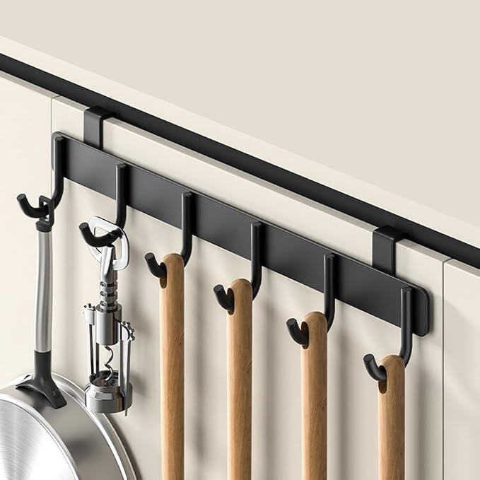 2 Pack Over The Cabinet Door Hook - for Doors up to 3/4''(2cm) Thickness, Back of Cabinet Door Rack Hanger Organizer for Coats, Hats, Bathroom Towels, Kitchen Utensils