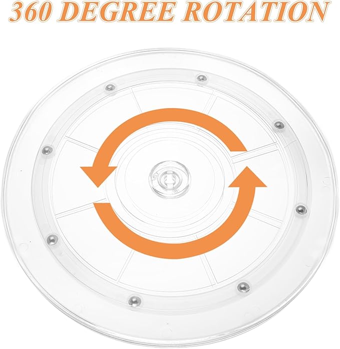 2 PCS 9 Inch Acrylic Lazy Susan Turntable Clear Acrylic Lazy Susan 360 Degree Acrylic Ball Bearing Rotating Tray for Spice Rack Table Cake Kitchen Pantry Decoratin