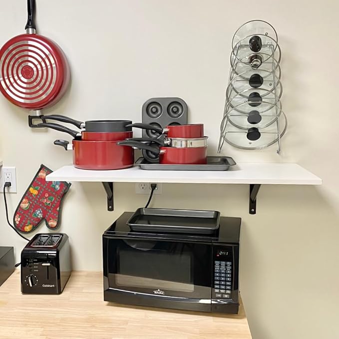 Evelots 6-Tier Pot Lid Organizer Rack for your Kitchen Cabinet Door/Wall - Fits Most Glass and/or Pan Covers - Kitchen Storage - No More Mess in your Cabinets and/or drawers - Rustproof -Chrome Finish