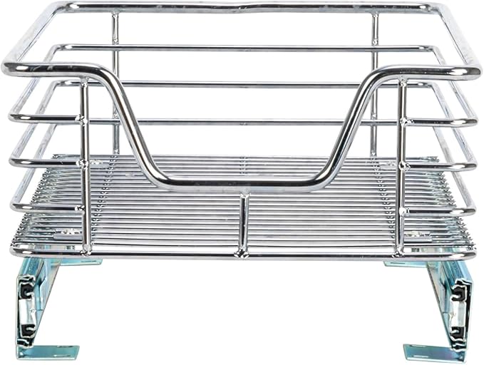 Household Essentials Glidez Chrome-Plated Steel 1-Tier Sliding Under Sink Cabinet Organizer, Chrome