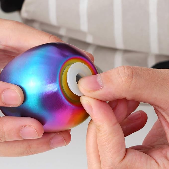 Rainbow Stainless Steel Egg Shaped Salt Pepper Shaker Set Salt & Pepper Dispenser 2 Pieces salt shakers for Kitchen (Rainbow)