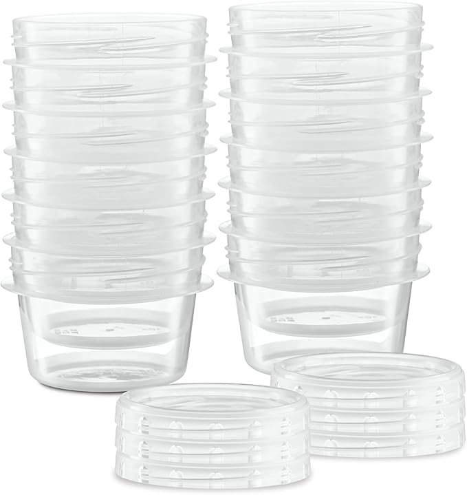 (4 Ounce 20 Pack) Clear Twist cap Containers With Clear Screw on Lids Twist Top Food Storage Freezer Containers