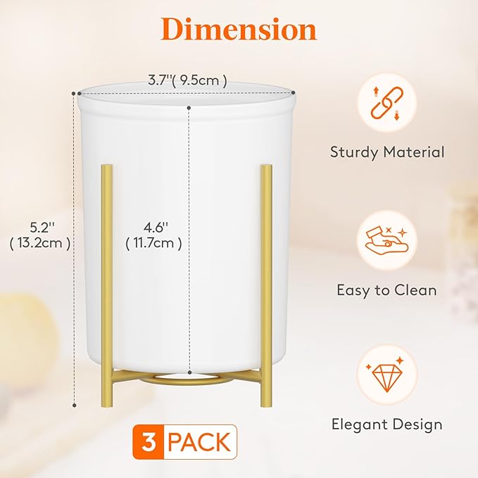 Lifewit 3-Pack Plastic Silverware Holder for Kitchen Countertop, Cutlery Flatware Caddy with Metal Brackets, Utensil Spoon Fork knives Organizer for Party Picnic, Gold