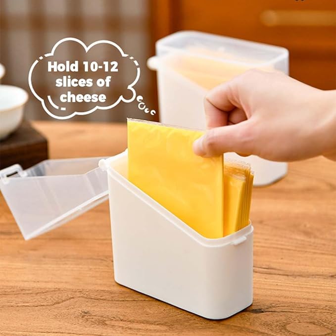Sliced Cheese Container for Fridge, 2/4 PCS Cheese Storage Box with Flip Lid Plastic Cheese Keeper Cheese Saver Holder (4pcs)