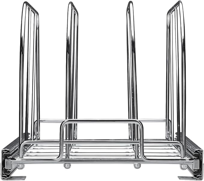 VEVOR Pan and Pot Rack, Expandable Pull Out Under Cabinet Organizer, Cookie Baking Pans tray Organization, Adjustable Wire Dividers, Steel Lid for Kitchen Cabinet & Pantry, 9.5"W