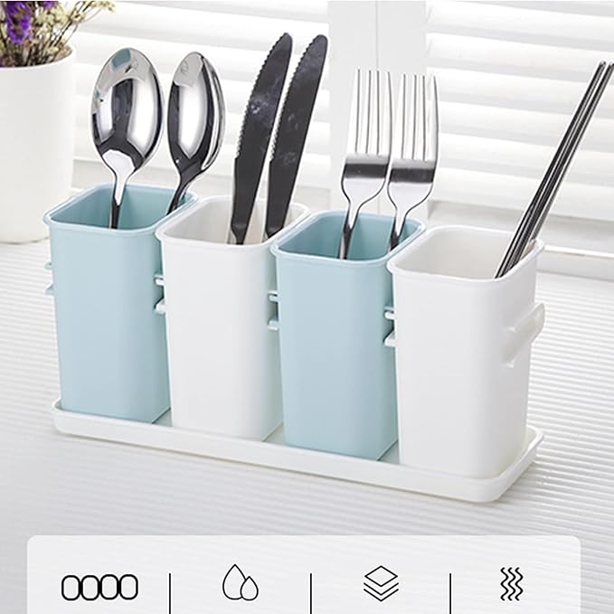 Kitchen Utensil Holder Organizer Silverware Flatware Cutlery Caddy Plastic Utensils Kitchen Countertop Organizer and Storage Spoon Fork Cooking Utensil Holder for Party Kitchen Accessories