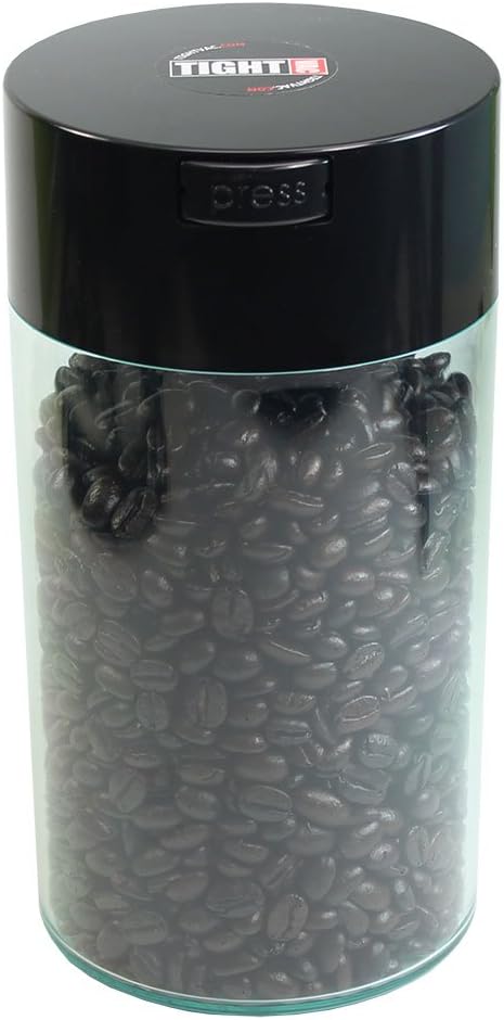 Tightvac 3 to 12 Oz Vacuum Sealed Storage Container, 1.3-Liter/1.1-Quart, Green Cap & Clear Body